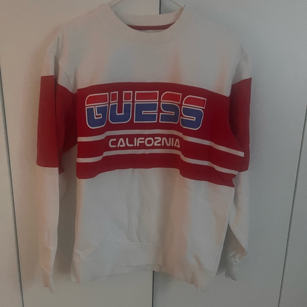 Guess White and Red sweatshirt